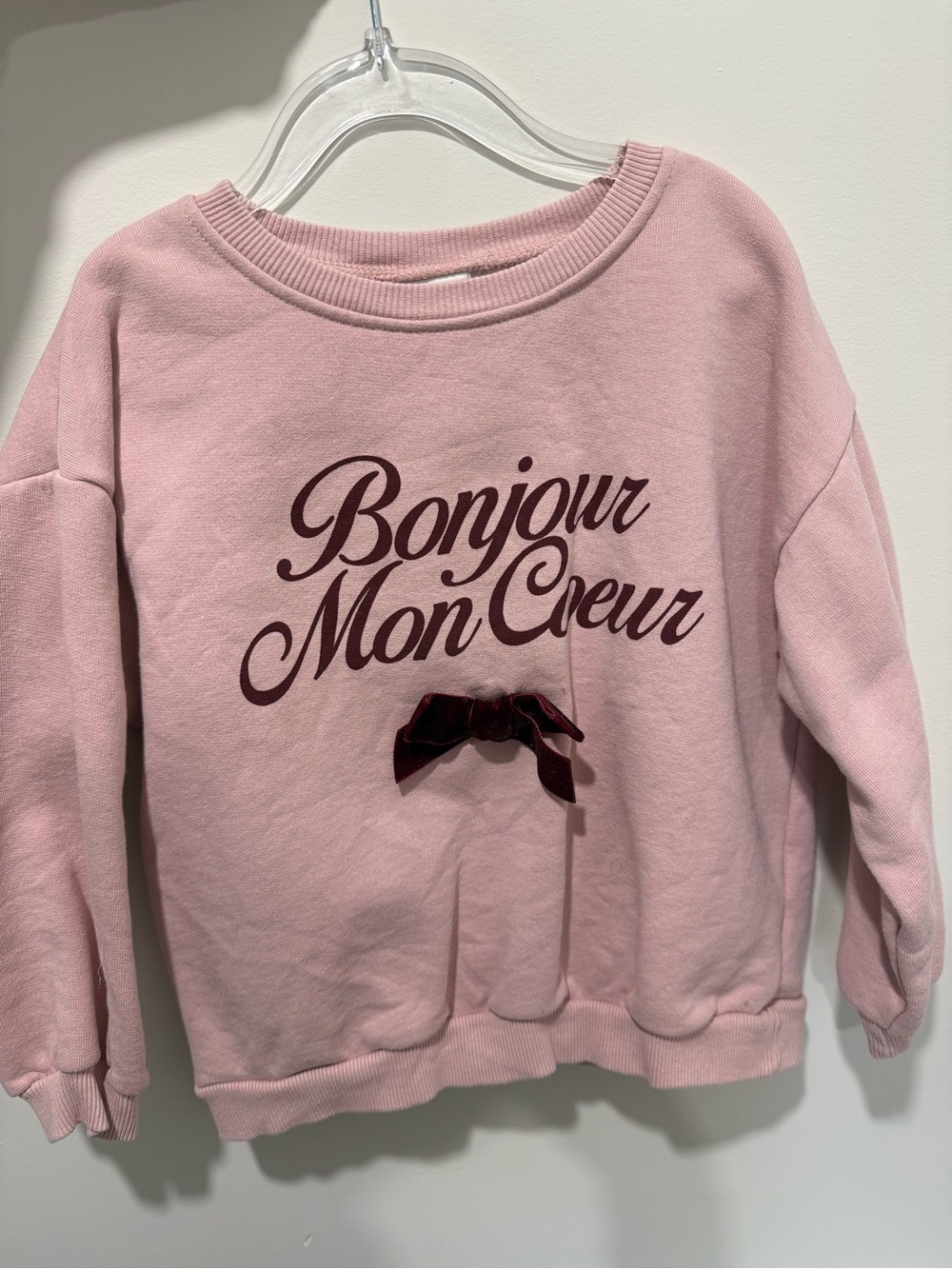 Bonjour Mon Coeur Pink Sweatshirt with Bow